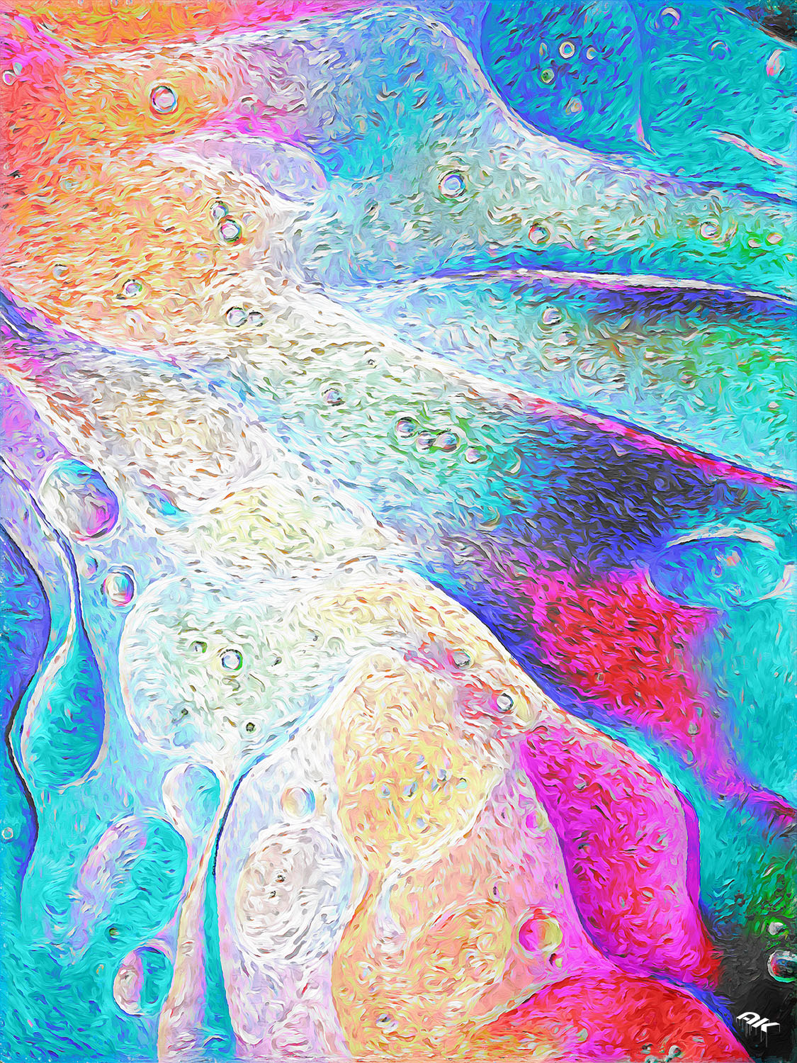 oil and water on colorful background