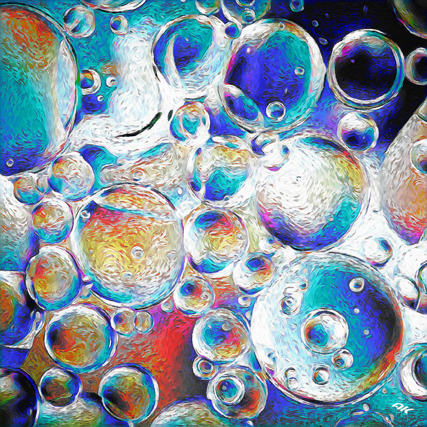 oil bubbles on water surface